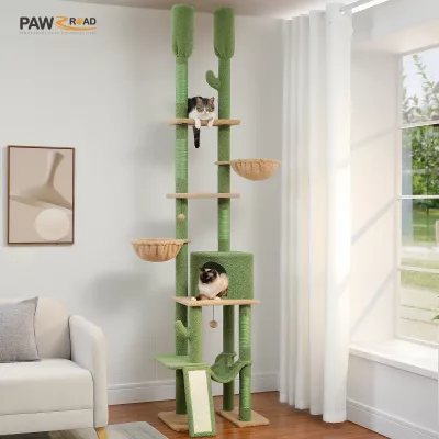 Arbre à chat cactus du sol au plafond en bois