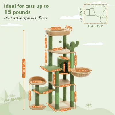 Arbre à chat cactus vert à plusieurs niveaux – image 2