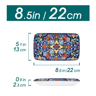 Assiettes rectangulaires à motif fleuri, 21,5 cm – image 2