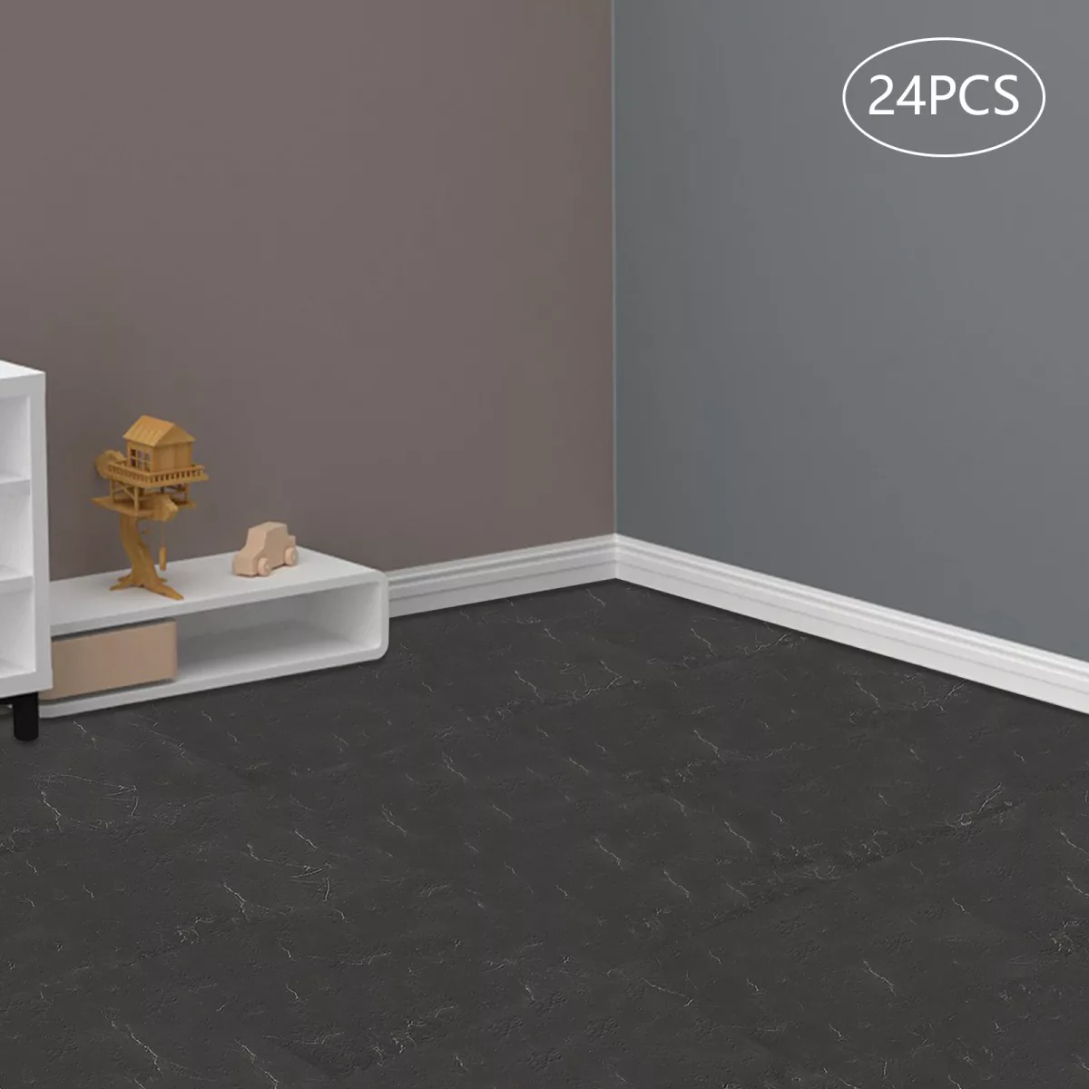 Carreaux de sol autocollants en PVC, 24 pièces