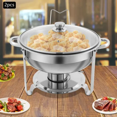 Chauffe-plat buffet rond argenté avec couvercle