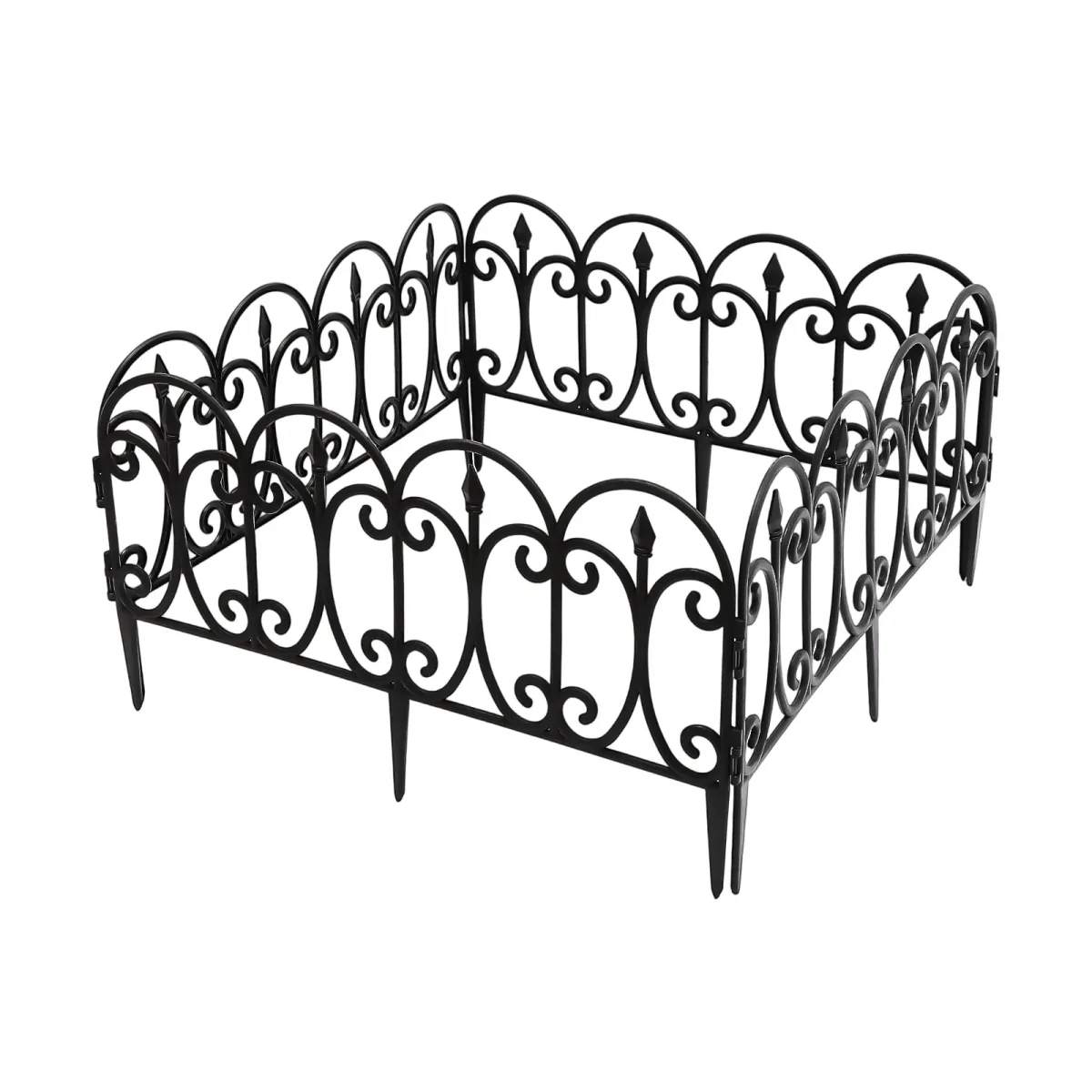 Clôture de jardin en plastique noire, 5 pièces
