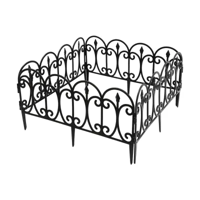 Clôture de jardin en plastique noire, 5 pièces