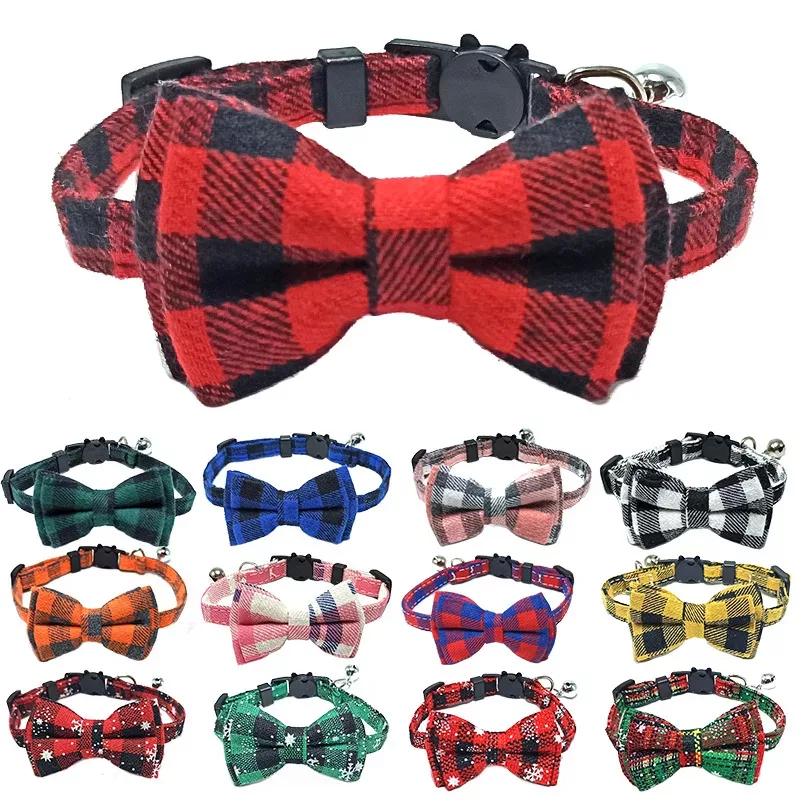 Collier de Noël pour chat à nœud écossais