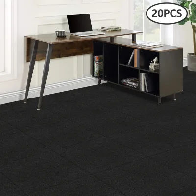 Dalles de sol carrées noires, 20 pièces – image 2