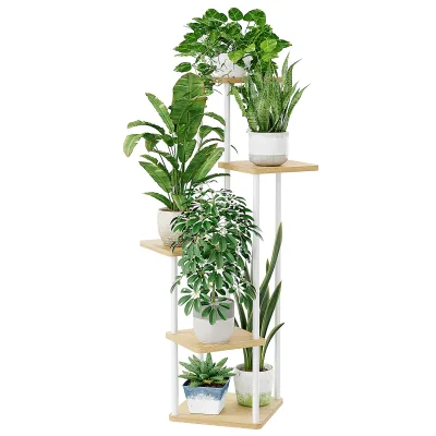 Étagère à plantes blanche 5 niveaux en métal