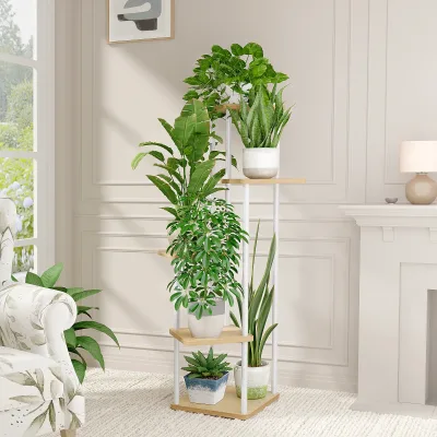 Étagère à plantes blanche 5 niveaux en métal – image 2