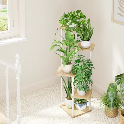 Étagère à plantes blanche 5 niveaux en métal – image 3