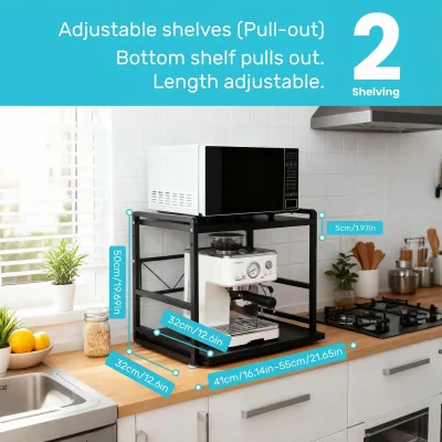 Étagère de cuisine extensible noire en fer – image 2
