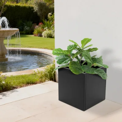 Jardinière carrée en acier noir 50 cm