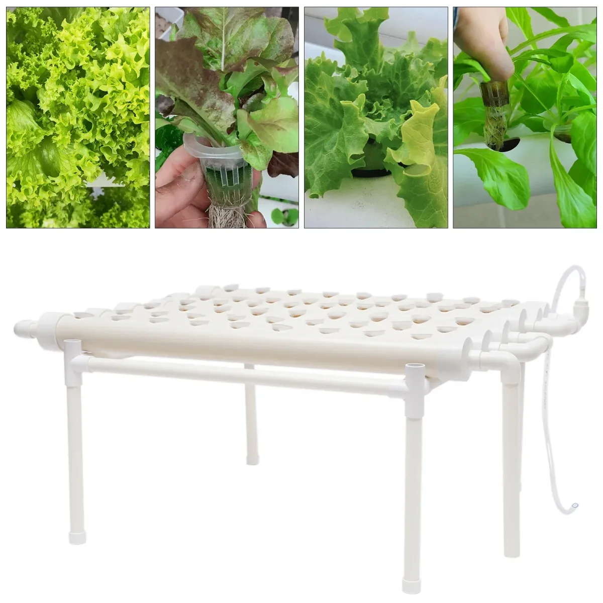 Kit hydroponique 1 couche 54 sites, PVC blanc