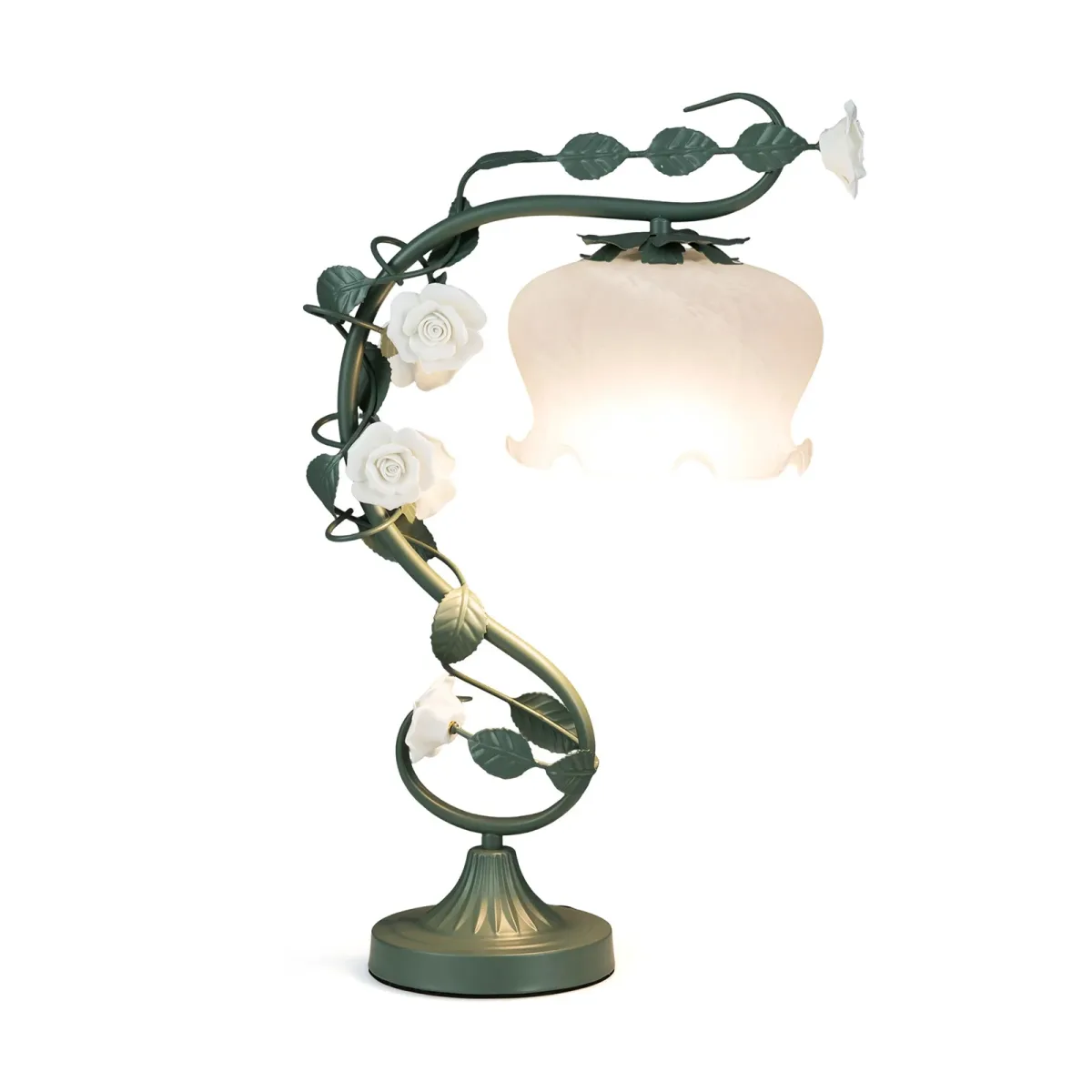 Lampe de chevet vintage verte et blanche