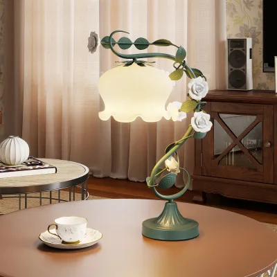 Lampe de chevet vintage verte et blanche – image 2