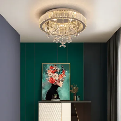 Lustre LED en cristal et acier inoxydable chromé – image 2