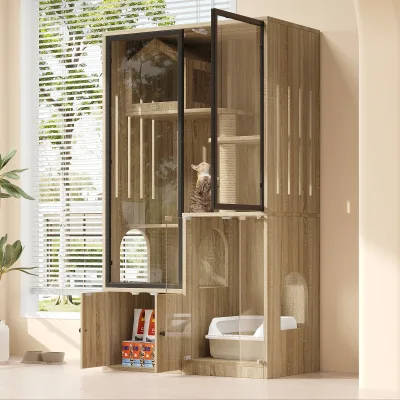 Maison pour chat à quatre étages, aspect bois – image 2