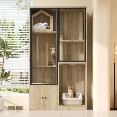Maison pour chat à quatre étages, aspect bois – image 3