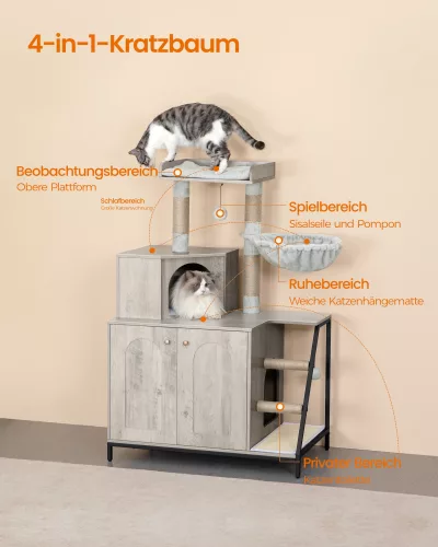 Meuble cache-litière pour chat avec griffoir – image 2