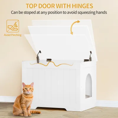 Meuble cache-litière pour chat blanc – image 2