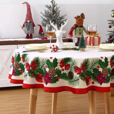 Nappe ronde de Noël en polyester, 152 cm