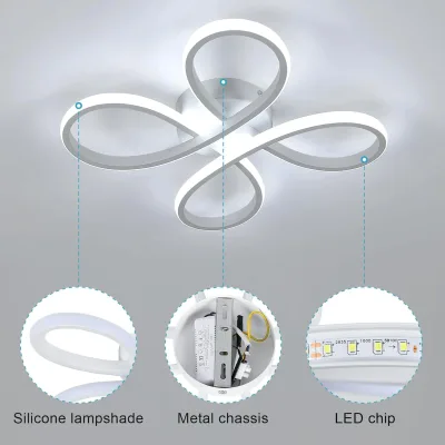 Plafonnier LED blanc en forme de fleur – image 3