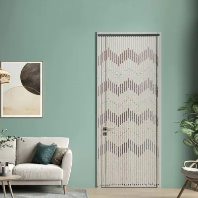 Rideau de perles en bois marron pour porte