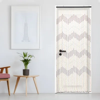 Rideau de perles en bois marron pour porte – image 2