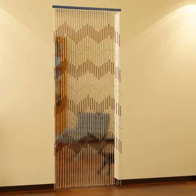 Rideau de perles en bois marron pour porte – image 3