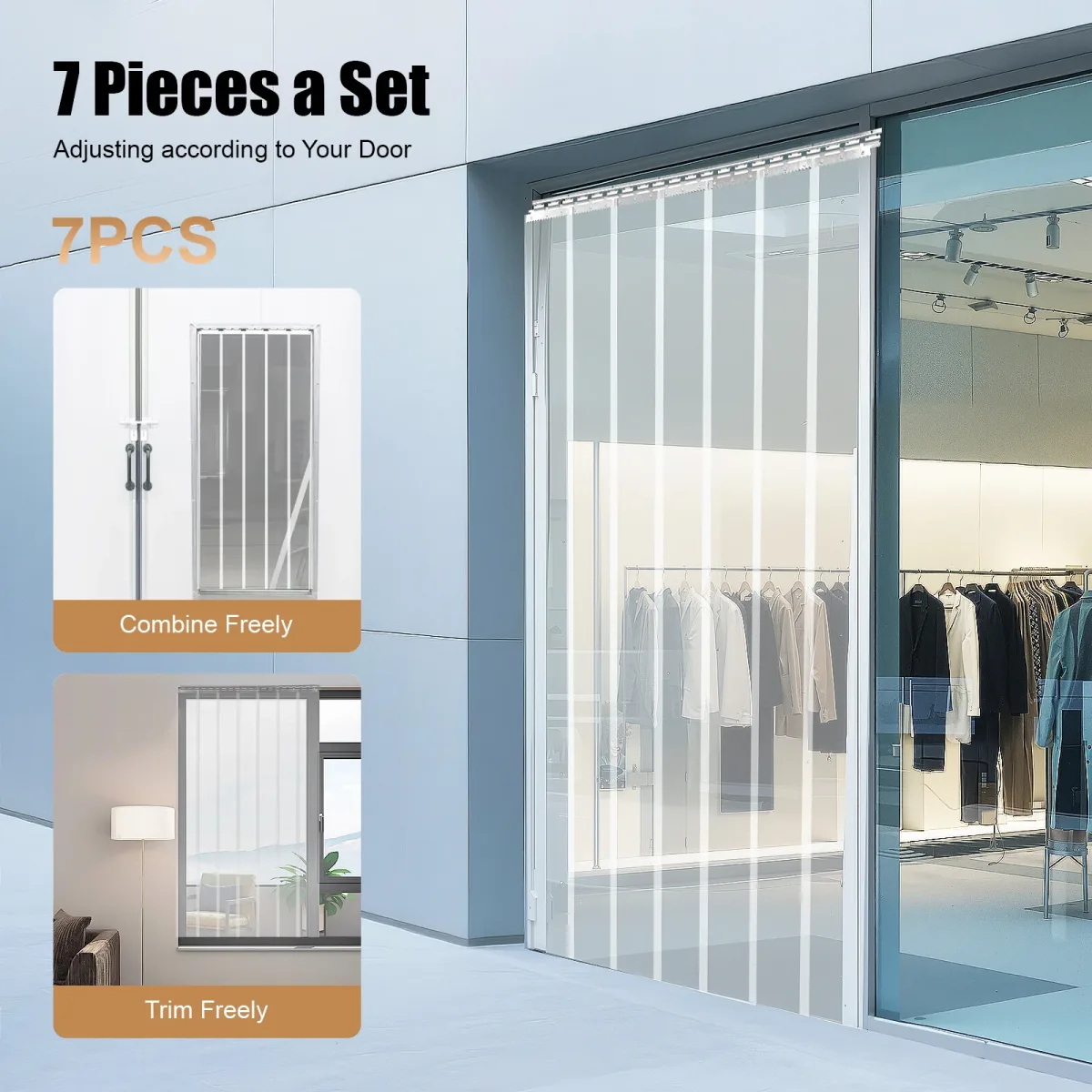 Rideau de porte à bandes PVC transparent