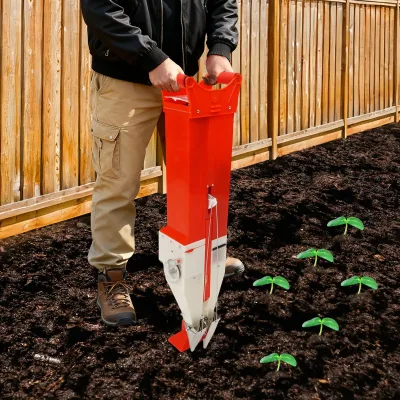 Semoir à main réglable rouge et argent – image 2