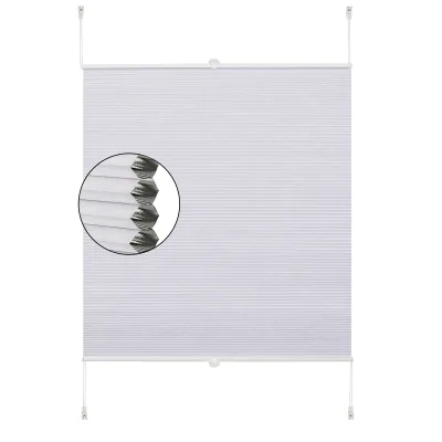 Store plissé nid d'abeille blanc sans perçage – image 3